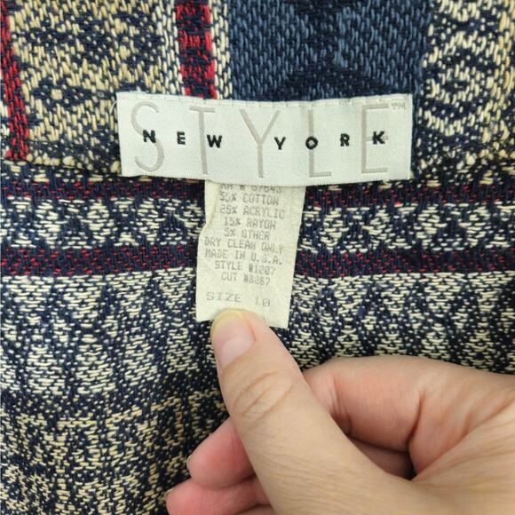 VNTG 90s Wrap Skirt Southwestern Knee-Length High Rise Strips Textured Sz 10 M - Picture 6 of 8